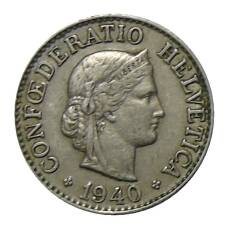 Монета 10 раппенов 1940 года Швейцария (аверс)