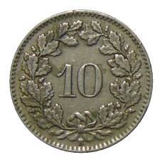 Монета 10 раппенов 1940 года Швейцария (реверс)