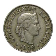 Монета 10 раппенов 1940 года Швейцария (аверс)