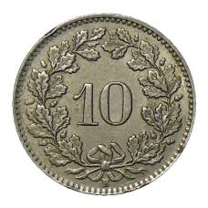 Монета 10 раппенов 1940 года Швейцария (реверс)