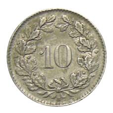 Монета 10 раппенов 1943 года Швейцария (реверс)