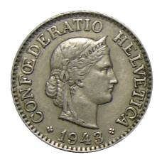 Монета 10 раппенов 1943 года Швейцария (аверс)