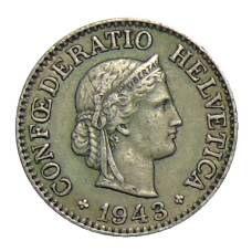 Монета 10 раппенов 1943 года Швейцария (аверс)