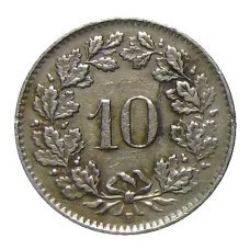 Монета 10 раппенов 1943 года Швейцария (реверс)