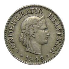 Монета 10 раппенов 1943 года Швейцария (аверс)