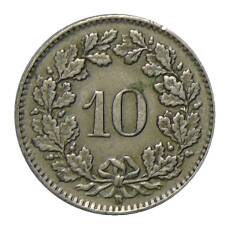 Монета 10 раппенов 1943 года Швейцария (реверс)