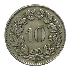 Монета 10 раппенов 1943 года Швейцария (реверс)
