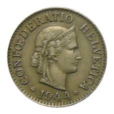 Монета 10 раппенов 1944 года Швейцария (аверс)