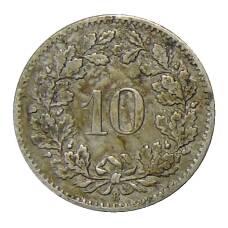 Монета 10 раппенов 1900 года Швейцария (реверс)