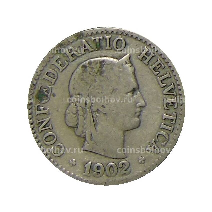 Монета 10 раппенов 1902 года Швейцария