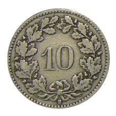 Монета 10 раппенов 1902 года Швейцария (реверс)