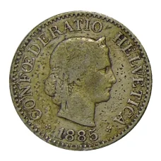 Монета 10 раппенов 1885 года Швейцария (аверс)