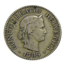 Монета 10 раппенов 1885 года Швейцария (аверс)
