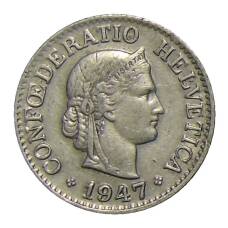 Монета 10 раппенов 1947 года Швейцария (аверс)