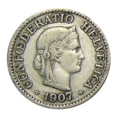 Монета 10 раппенов 1907 года Швейцария (аверс)