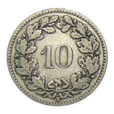 Монета 10 раппенов 1907 года Швейцария (реверс)