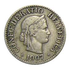 Монета 10 раппенов 1907 года Швейцария (аверс)