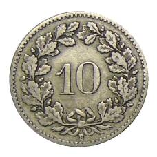 Монета 10 раппенов 1907 года Швейцария (реверс)