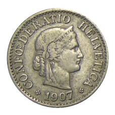 Монета 10 раппенов 1907 года Швейцария (аверс)