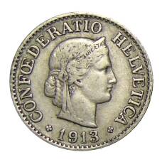 Монета 10 раппенов 1913 года Швейцария (аверс)