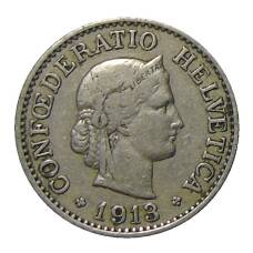 Монета 10 раппенов 1913 года Швейцария (аверс)