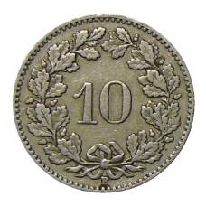 Монета 10 раппенов 1913 года Швейцария (реверс)