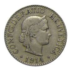 Монета 10 раппенов 1914 года Швейцария (аверс)