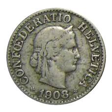 Монета 10 раппенов 1908 года Швейцария (аверс)