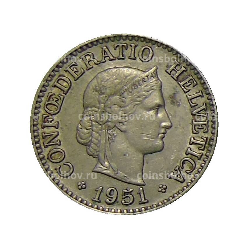 Монета 10 раппенов 1951 года Швейцария