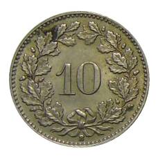 Монета 10 раппенов 1953 года Швейцария (реверс)