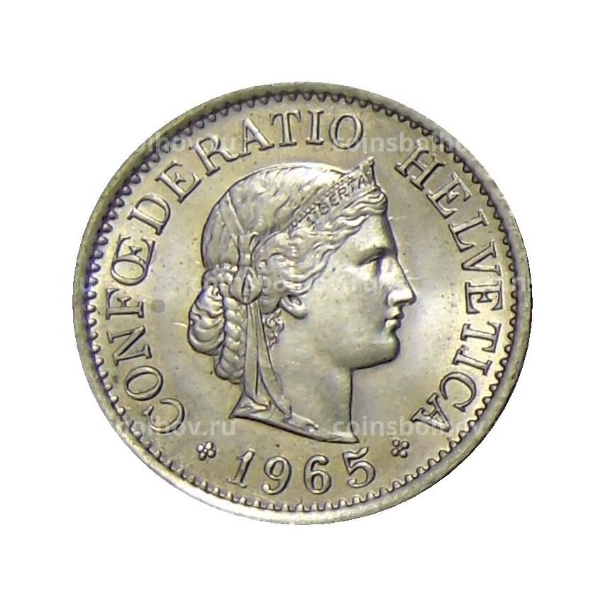 Монета 10 раппенов 1965 года Швейцария
