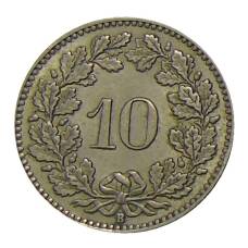 Монета 10 раппенов 1922 года Швейцария (реверс)