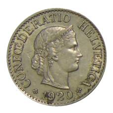 Монета 10 раппенов 1920 года Швейцария (аверс)