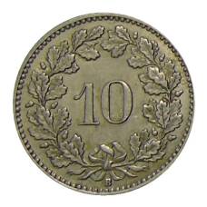 Монета 10 раппенов 1920 года Швейцария (реверс)