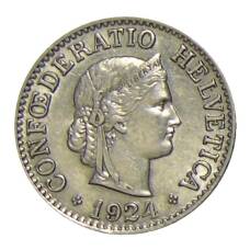 Монета 10 раппенов 1924 года Швейцария (аверс)