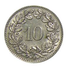 Монета 10 раппенов 1924 года Швейцария (реверс)