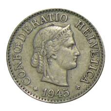 Монета 10 раппенов 1945 года Швейцария (аверс)