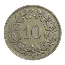 Монета 10 раппенов 1945 года Швейцария (реверс)