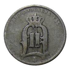 Монета 2 эре 1874 года Швеция (реверс)