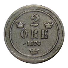 Монета 2 эре 1876 года Швеция (аверс)