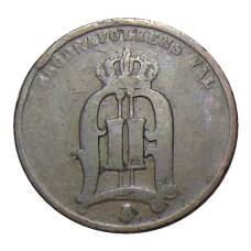 Монета 2 эре 1877 года Швеция (реверс)