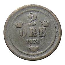 Монета 2 эре 1878 года Швеция (аверс)
