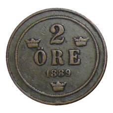 Монета 2 эре 1889 года Швеция (аверс)