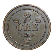 Монета 2 эре 1893 года Швеция (аверс)