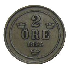 Монета 2 эре 1895 года Швеция (аверс)