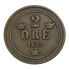Монета 2 эре 1895 года Швеция (аверс)