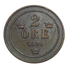Монета 2 эре 1896 года Швеция (аверс)