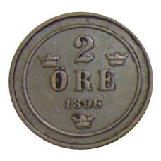 Монета 2 эре 1896 года Швеция (аверс)