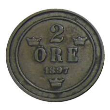 Монета 2 эре 1897 года Швеция (аверс)