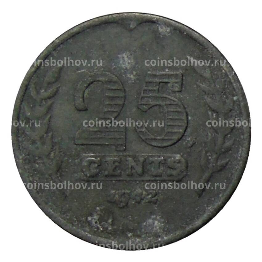 Монета 25 центов 1942 года Нидерланды